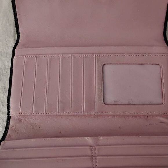 ❤️2 Piece COACH JULIA OP Black Logo Patent ID Clutch Wallet and Checkbook Cover - Picture 7 of 14